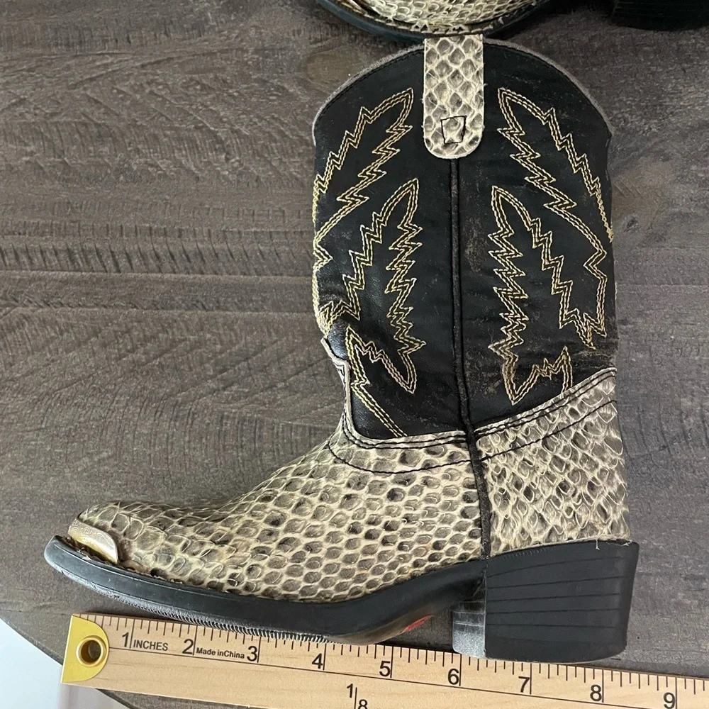 Laredo Snakeskin Cowboy Boots with Black Accents